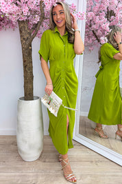 Draped bow dress - Olijf