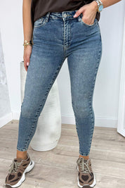 Washed Skinny Jeans T5377-3 - Jeans Blue