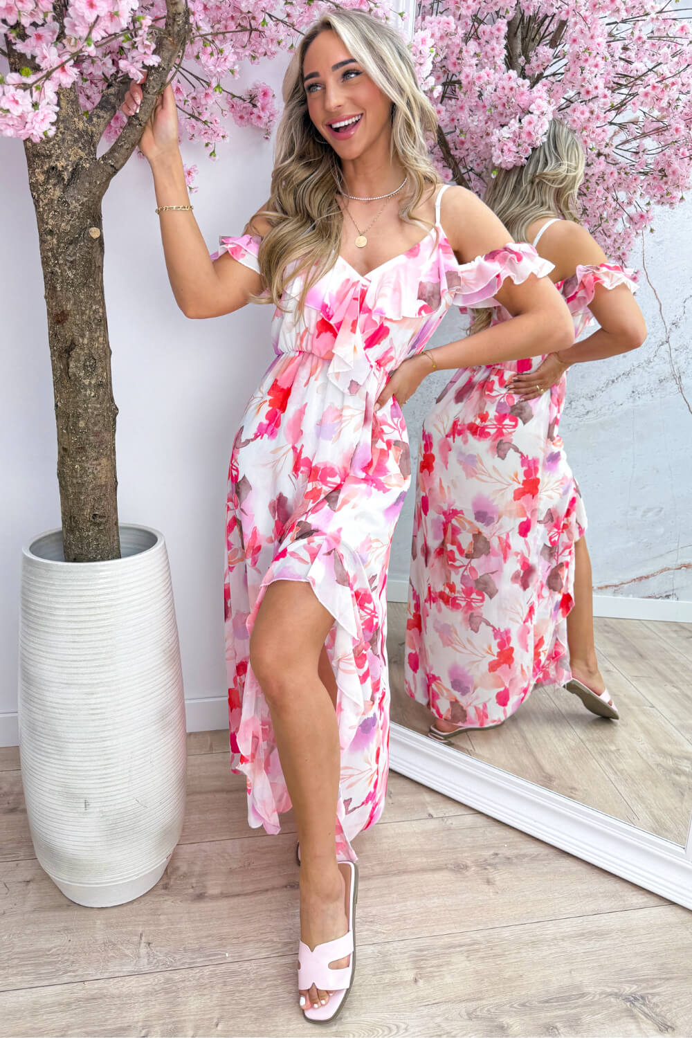 Gardenia ruffle maxi dress - Roze