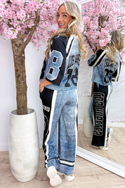 LA denim look comfy co-ord - Zwart