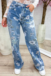 Flower wide leg jeans - Jeans blue