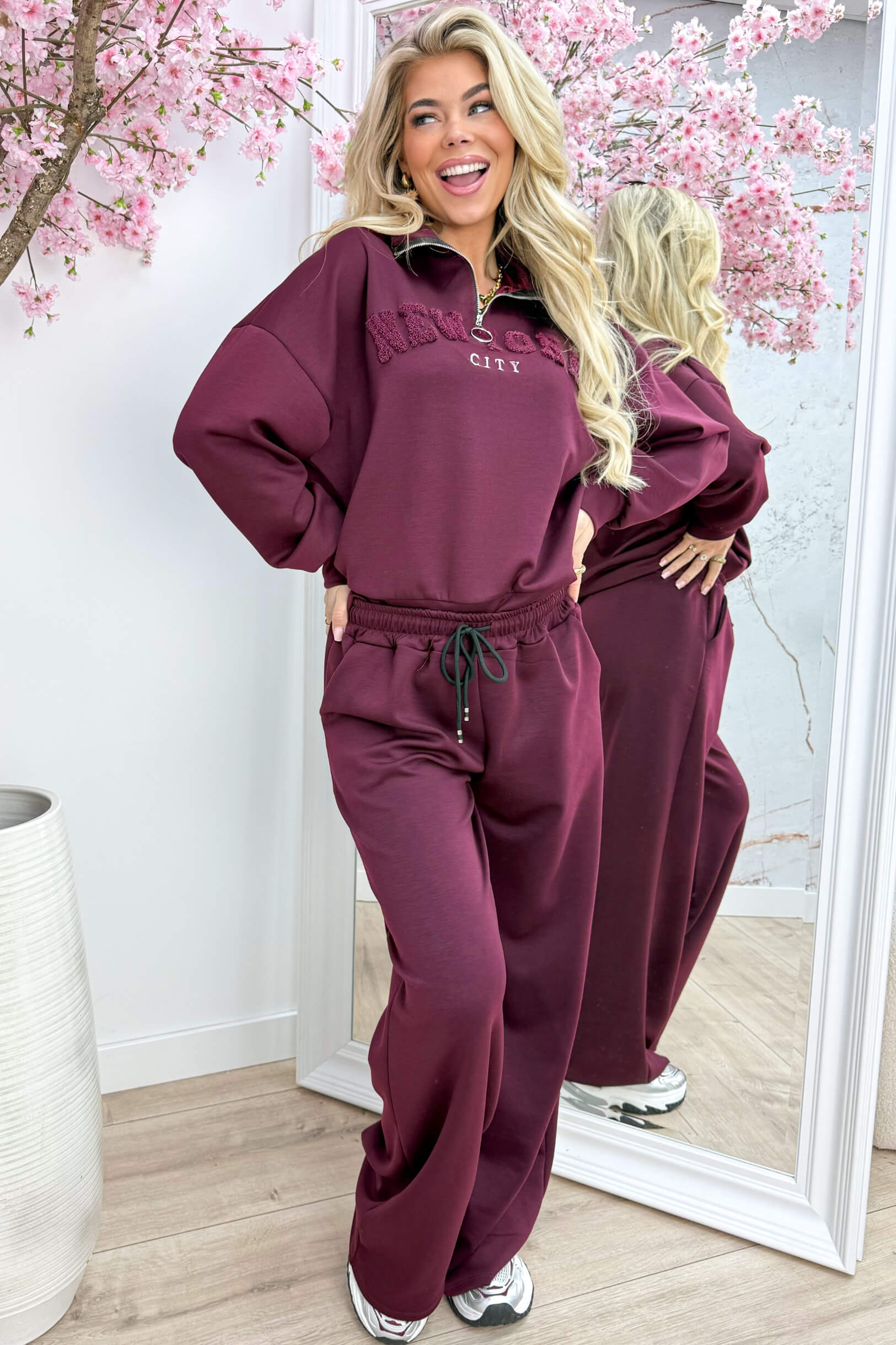 New york zipper comfy co-ord - Bordeaux