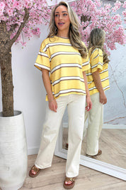 Stripe bow topje - Geel