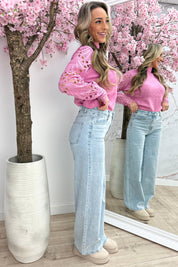 Sweetheart lace trui - Lollypop roze