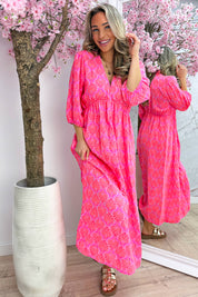 Seashell cotton dress - Fuchsia