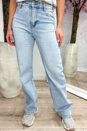 Popular leopard diamond straight leg jeans - Roze
