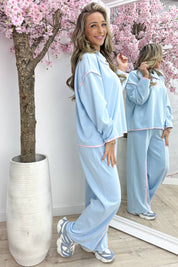 Comfy club stripe co-ord - Sky blue