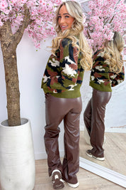 Camo knitted trui - Army