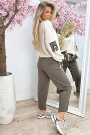 Choice embleem comfy co-ord - Taupe