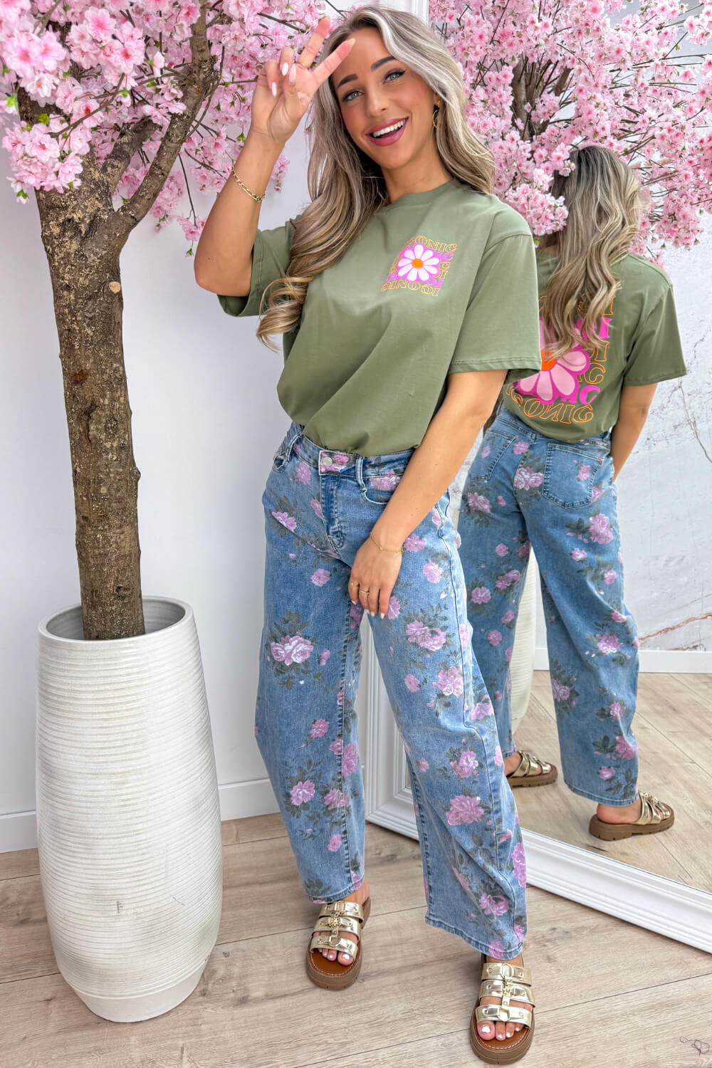 Iconic flower T-shirt - Army