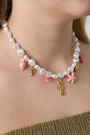 Beachy pearl ketting - Goud