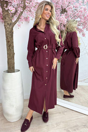 Golden detail maxi dress - Bordeaux
