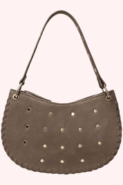 Suede studded bag (Echt leer) - Taupe
