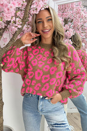 Pop of leopard trui - Camel