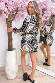 Paisley elastic jumper - Zwart