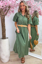 Monaco maxi dress (Incl. riem) - Army