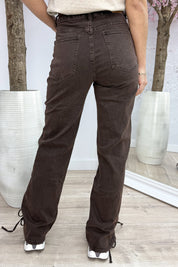 Choco laced straight leg jeans - Bruin