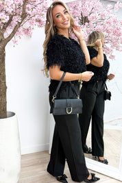 Basic button pantalon - Zwart