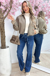 Corduroy vilt bomber - Taupe