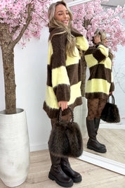 Soft and striped coll dress - Bruin