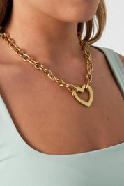 Collier de chaîne de coeurs - or