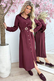 Golden detail maxi dress - Bordeaux