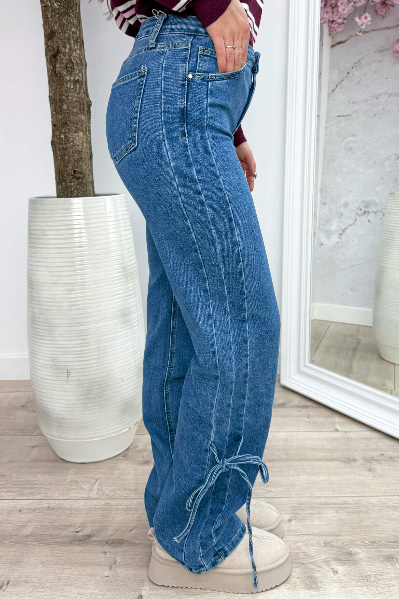 Wide leg bow jeans RD3223-1 - Jeans blue