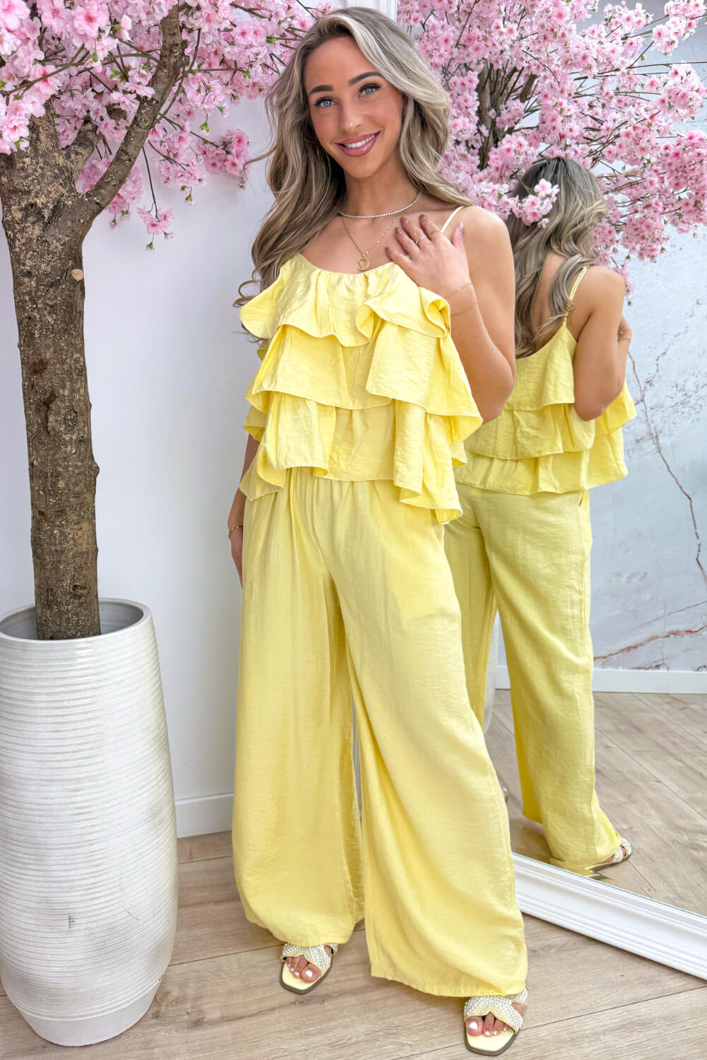 Ruffle glow co-ord - Geel
