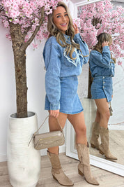 Diamond hearts denim blouse - Jeans blue