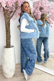 Fluffy vibes gilet - Sky blue