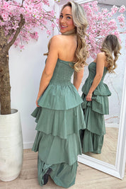 Marbella cotton ruffle dress - Army