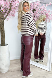 Striped zipper trui - Bordeaux