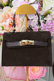 Suede inspired bag (Echt leer!) - Bruin