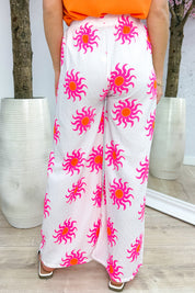 Sunny side flowy pants - Wit