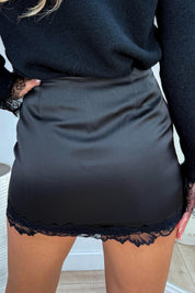 Silky lace skort - Zwart