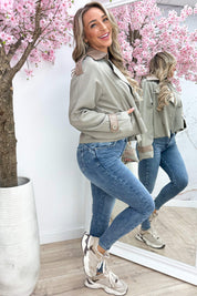 Leather look details trenchcoat - Lt. taupe