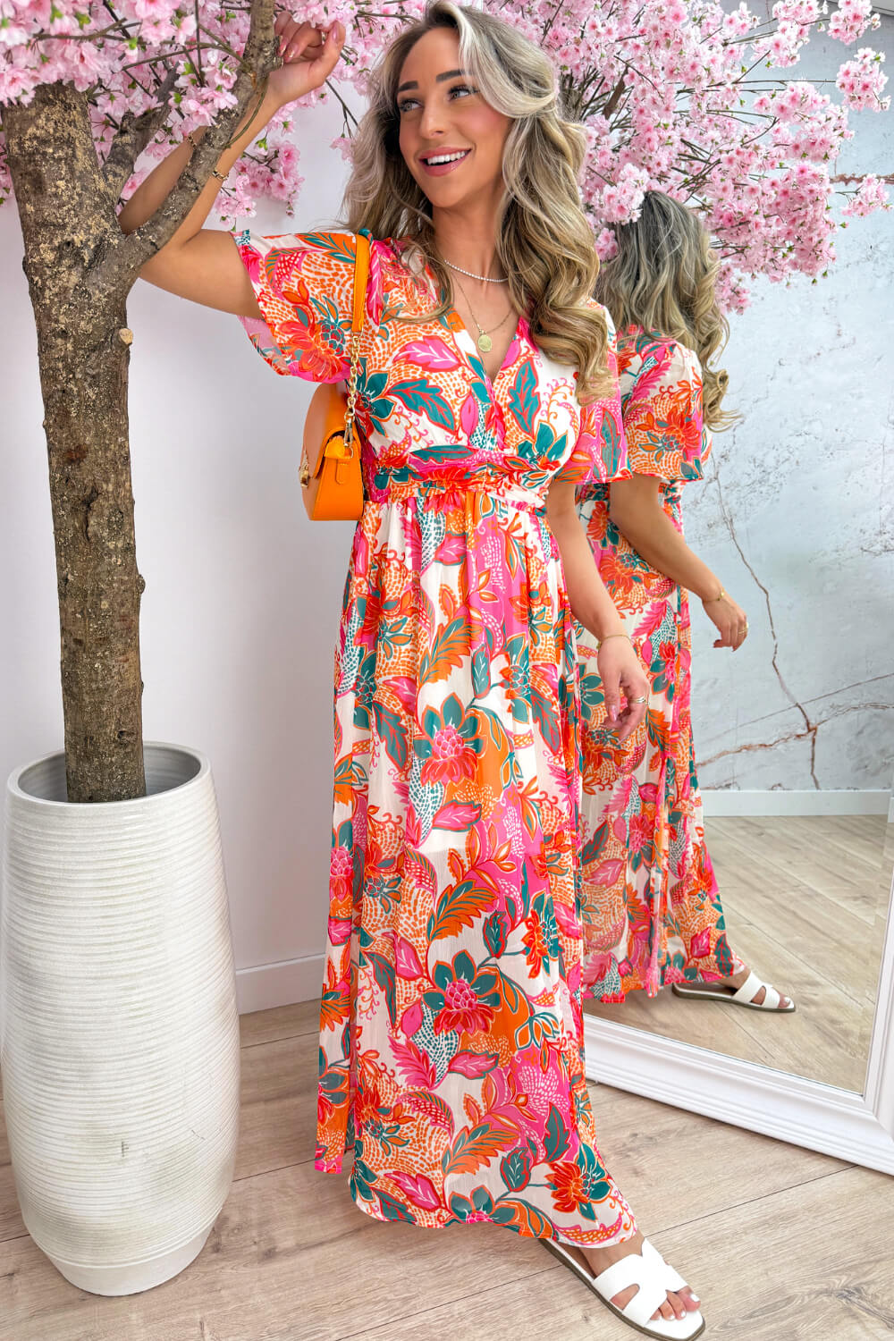 Sunset bloom maxi dress - Fuchsia
