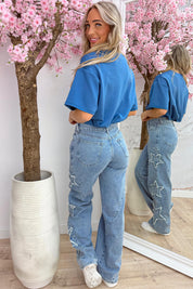 Basic puff topje - Jeans blue