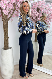 Lurex zebra blouse - Navy