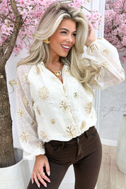 Leaf paillet blouse - Beige