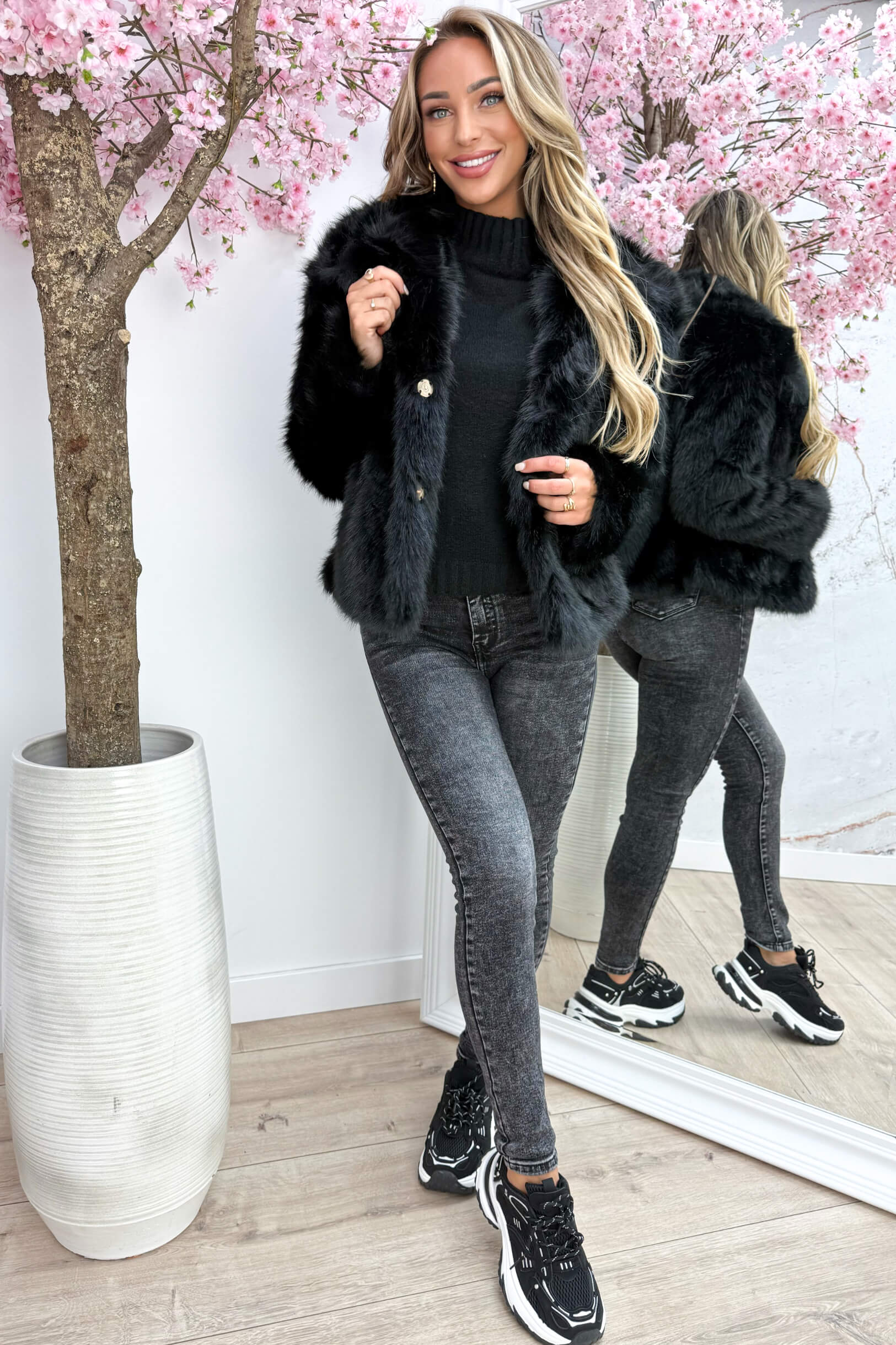 Veste à fourrure 9411 - noir