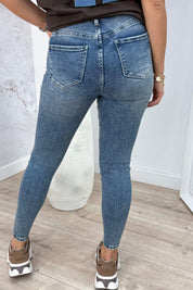 Washed Skinny Jeans T5377-3 - Jeans Blue