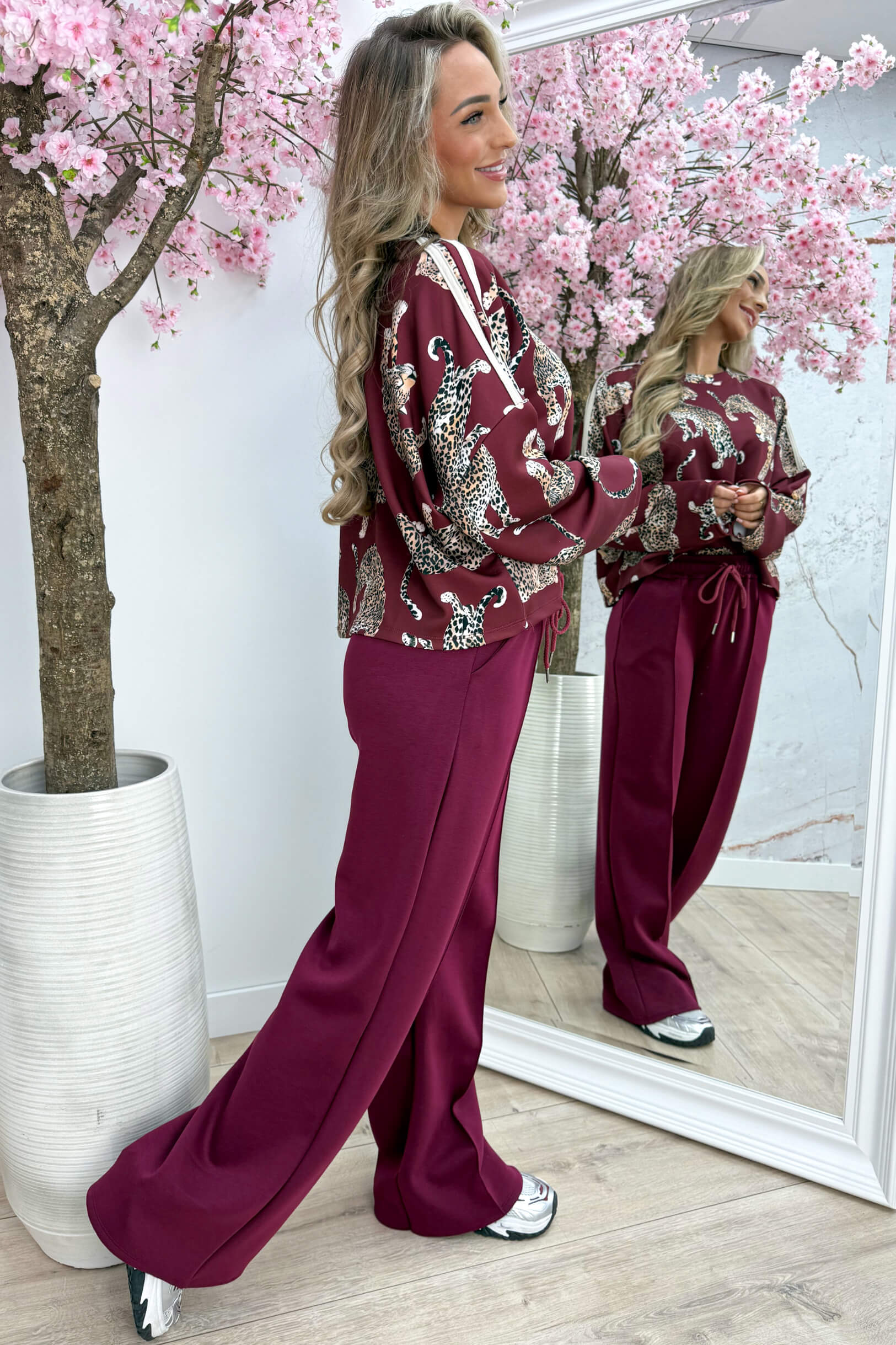 Leopard comfy co-ord - Bordeaux