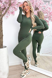 Ribbed comfy co-ord - Army