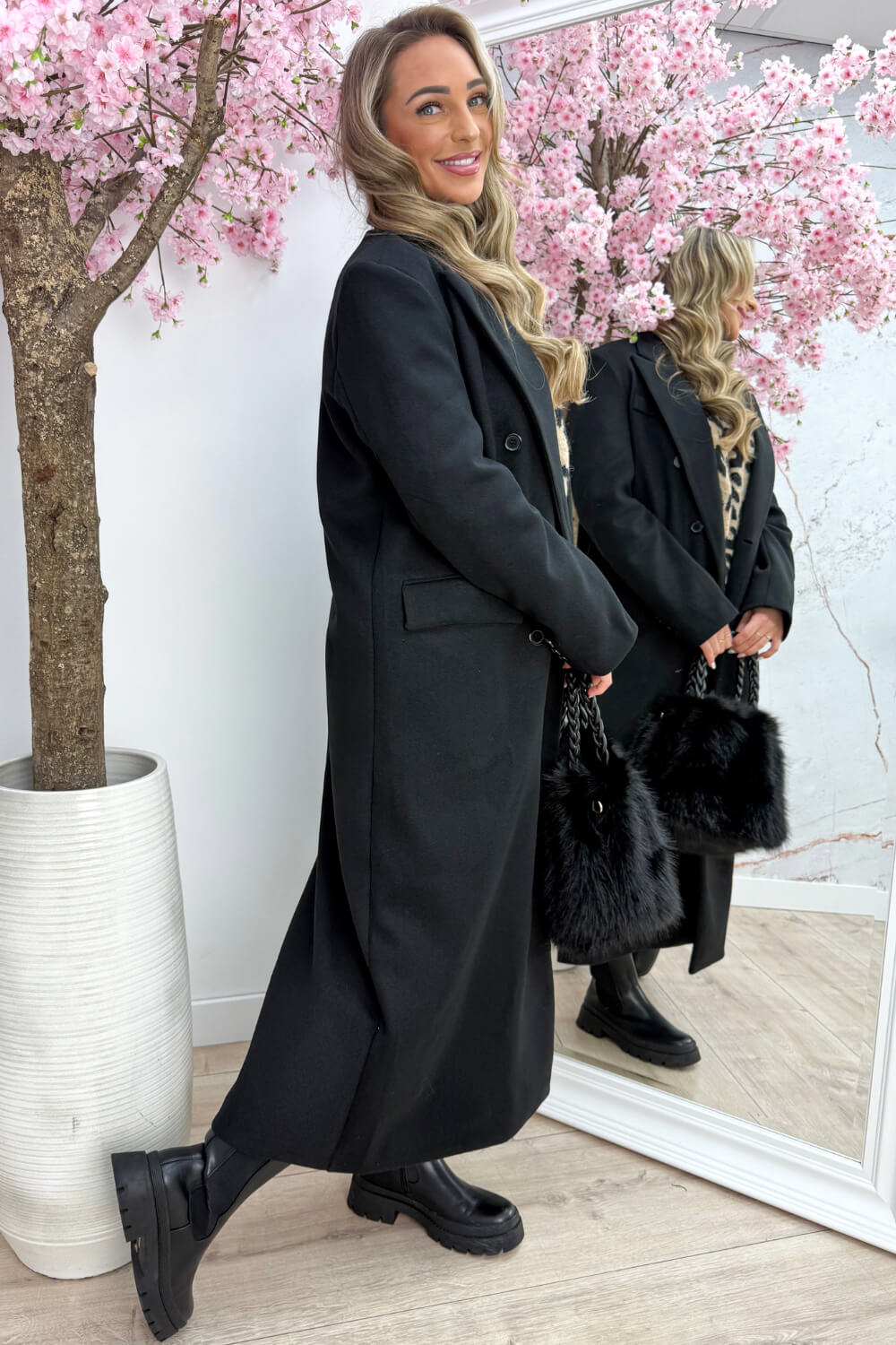 Soft and simple vilt trenchcoat - Zwart