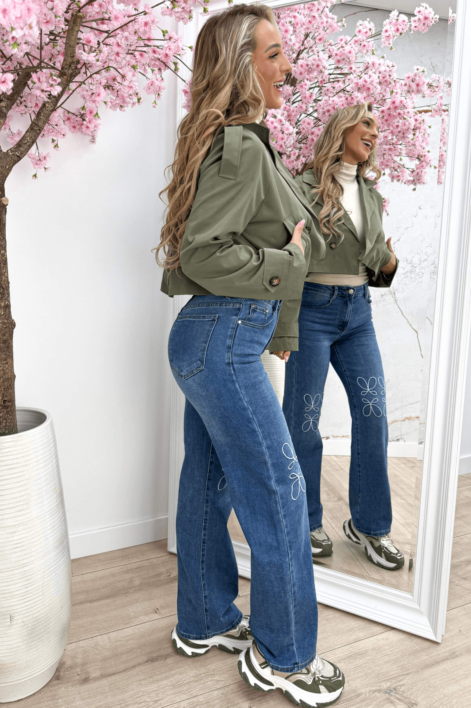 Cropped cotton trenchcoat - Army