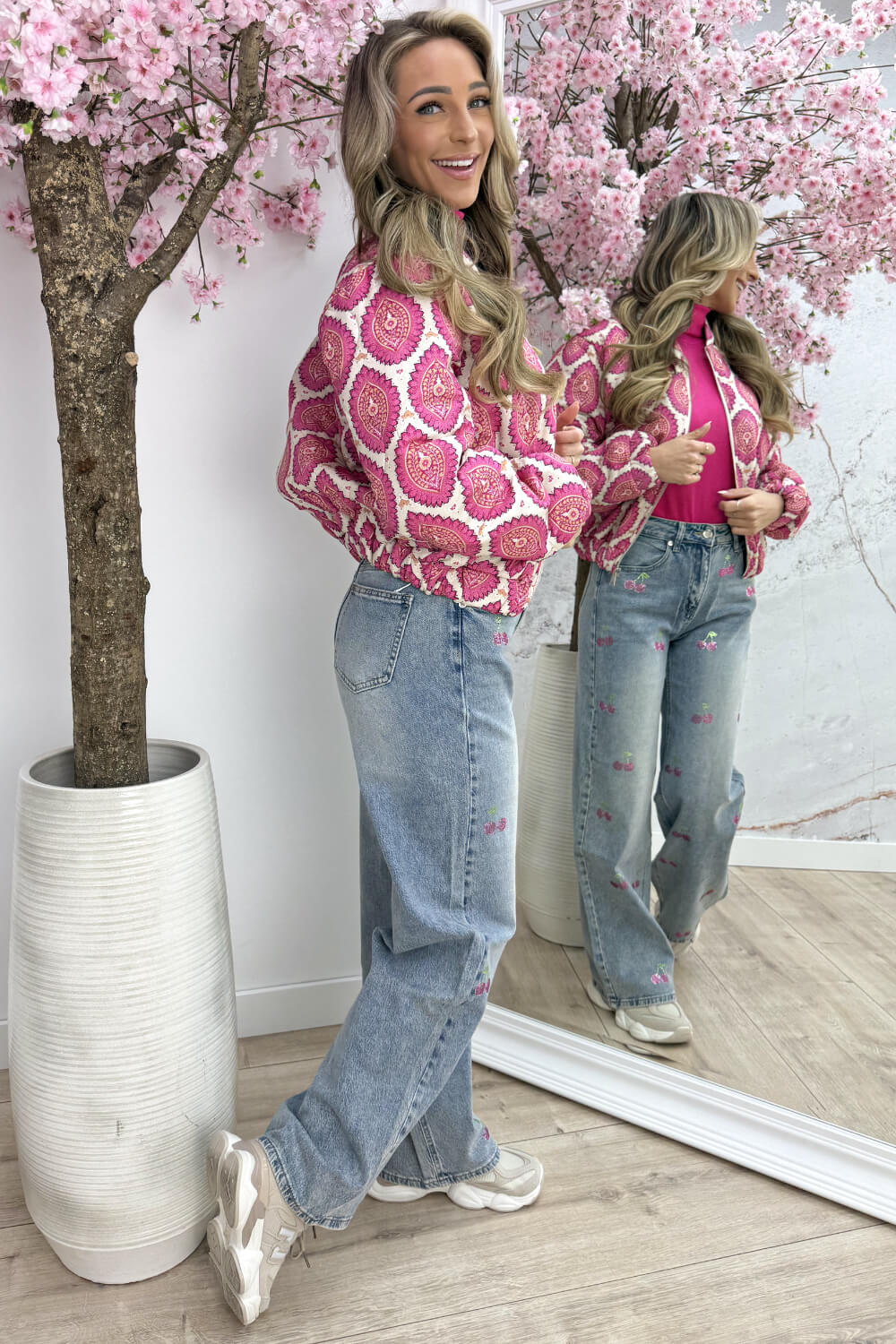 Paisley party bomber - Fuchsia