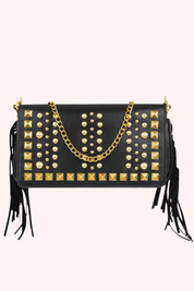 Studded franje bag - Zwart