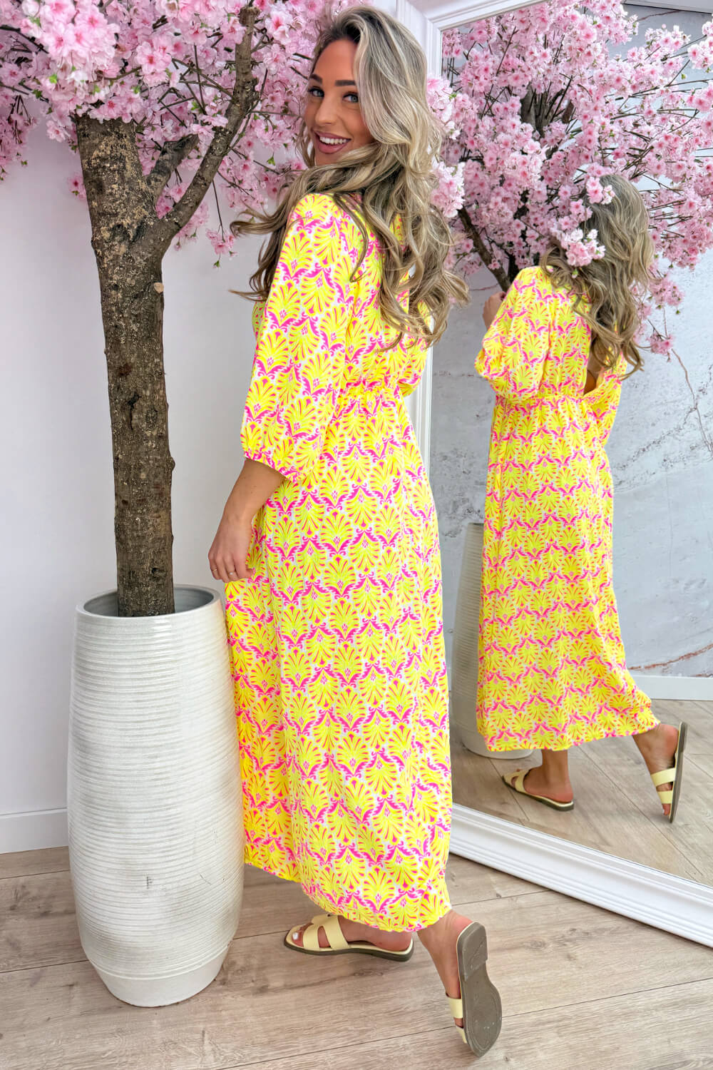 Seashell cotton dress - Geel