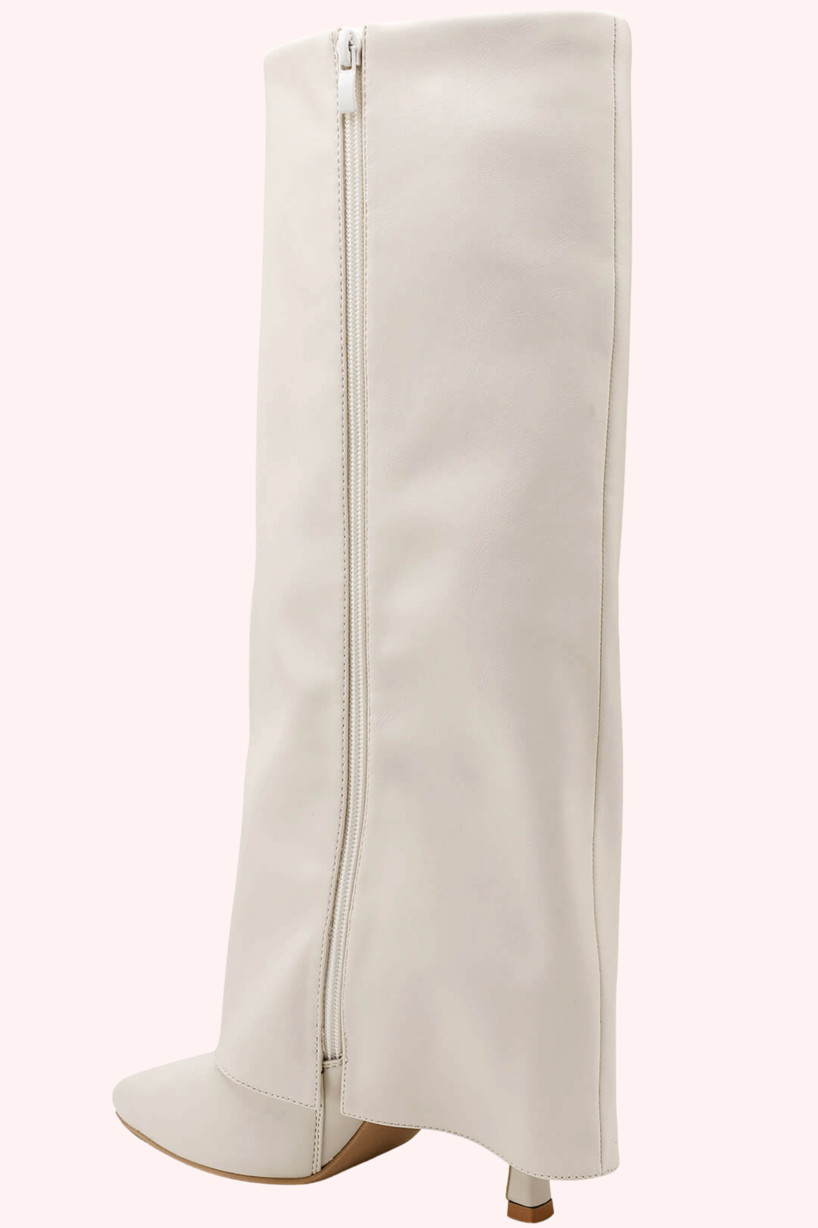 Leather look overlap heels - Beige